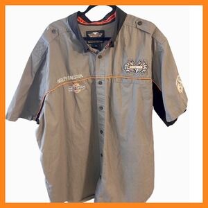 Harley Davidson Logo Men's 3XL Checkered Flag Motorcycle Graphic Spell Out Shirt